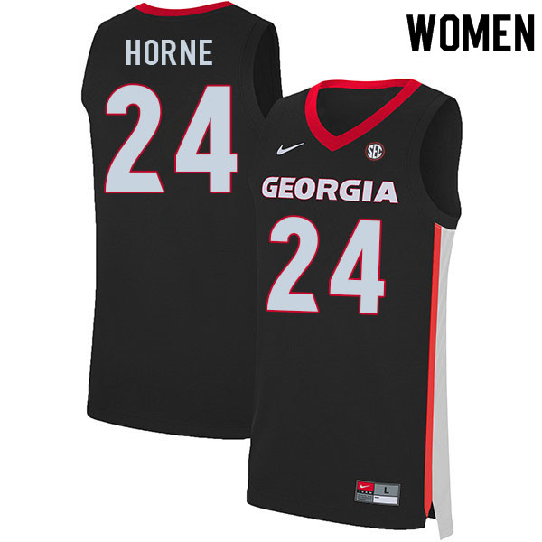 Women #24 P.J. Horne Georgia Bulldogs College Basketball Jerseys Sale-Black - Click Image to Close